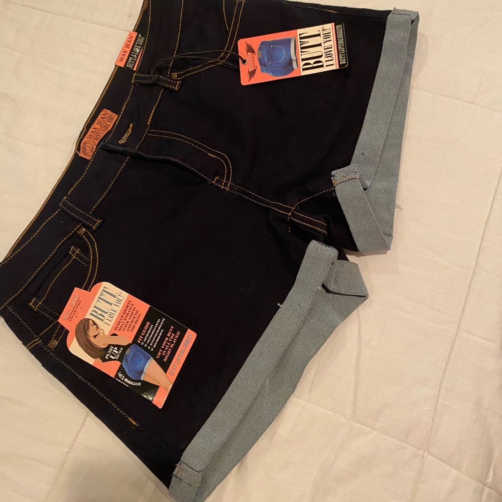 Wax Jean Butt, I Love You Dark Wash Jean Shorts